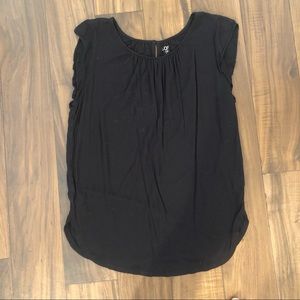 Black Loft Bliuse with Ruffled Cap Sleeves - Size Medium